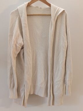 GAP Cream Chunky Knit Hooded Cardigan Size M